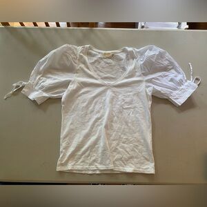 Nation LTD White Puff-Sleeve V-Neck Tank